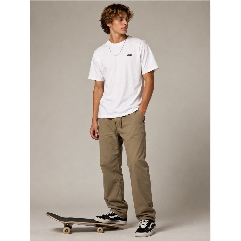 Vans Range Elastic Relaxed Fit Pants Medium Khaki Tan Chino Skateboarding Grunge